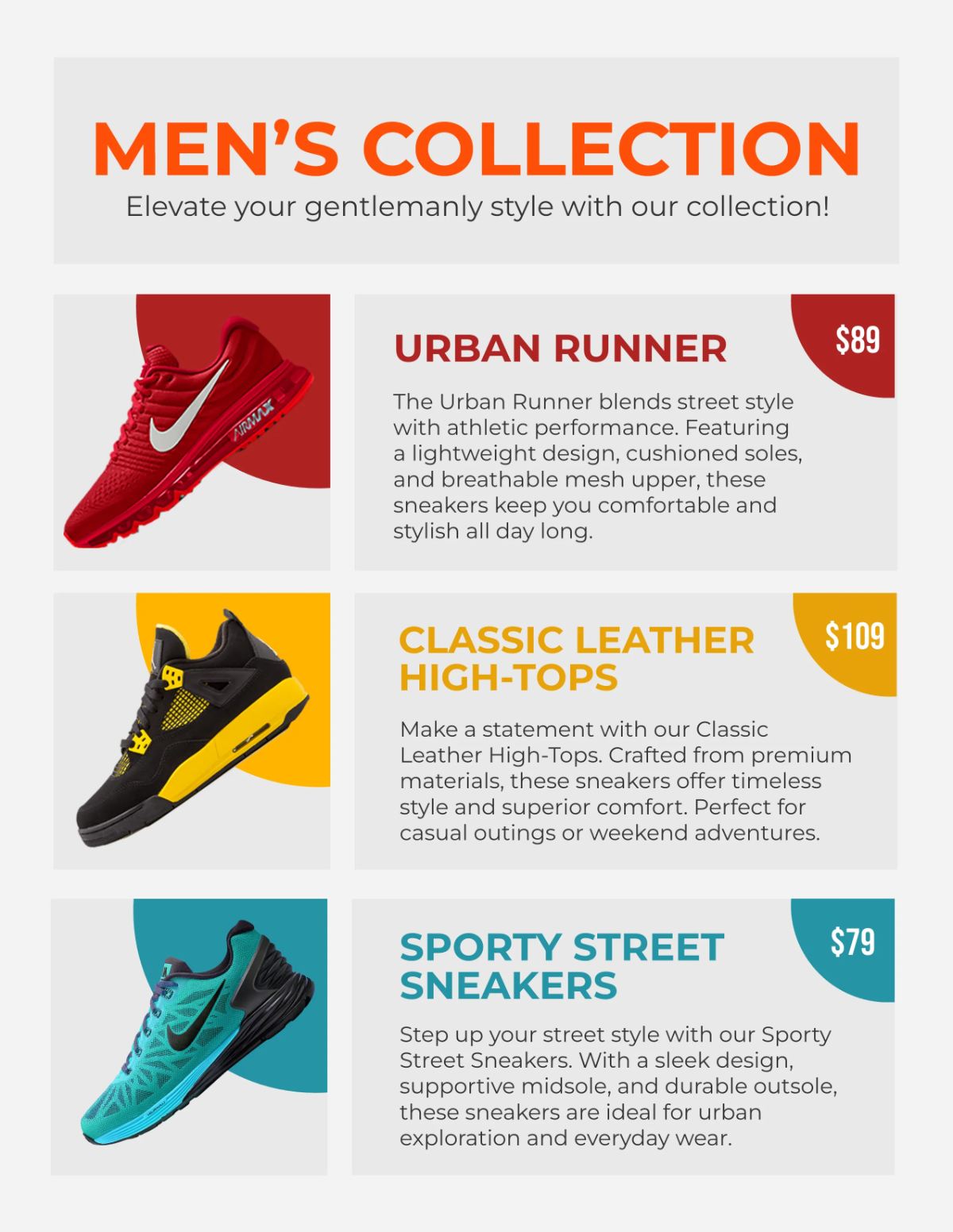 Free Sneakers Catalog Template to Edit Online