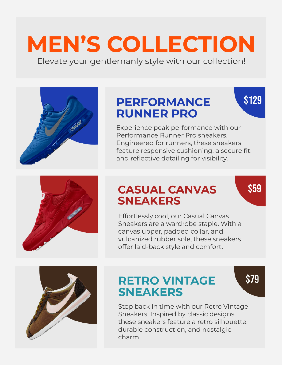 Free Sneakers Catalog Template to Edit Online