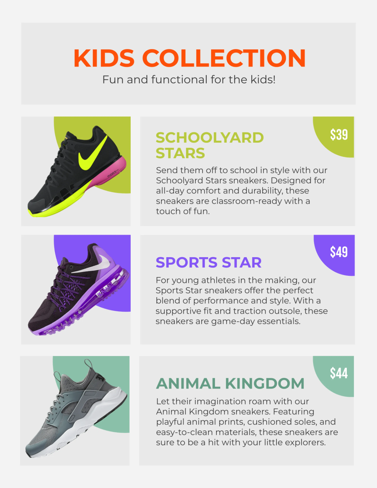 Free Sneakers Catalog Template to Edit Online