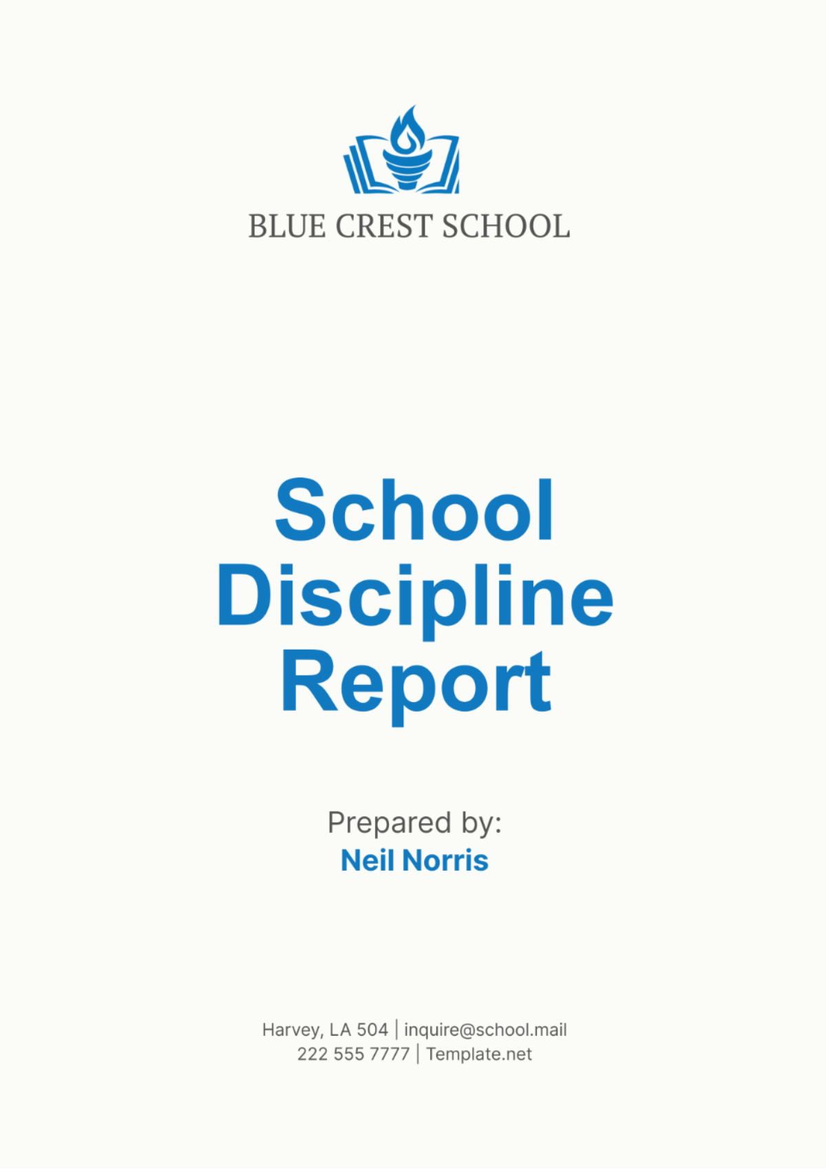 School Discipline Report Template