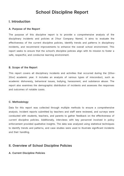 Free School Discipline Report Template to Edit Online