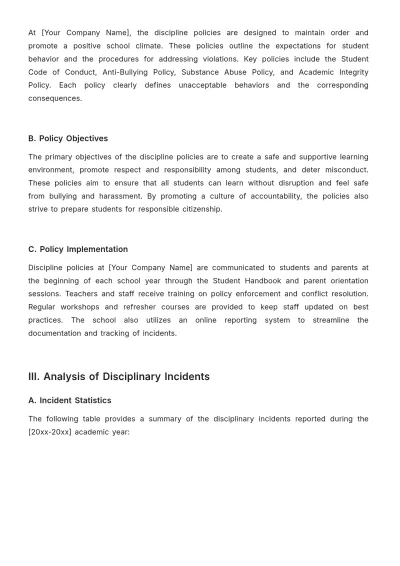 Free School Discipline Report Template to Edit Online