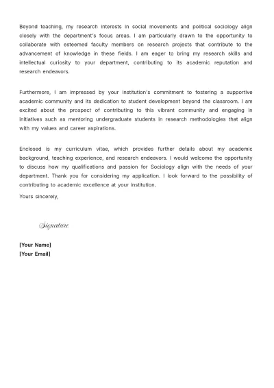 Free Assistant Lecturer Cover Letter For Job Application to Edit Online