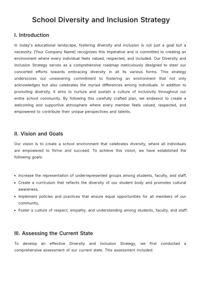 Free School Diversity and Inclusion Strategy Template to Edit Online