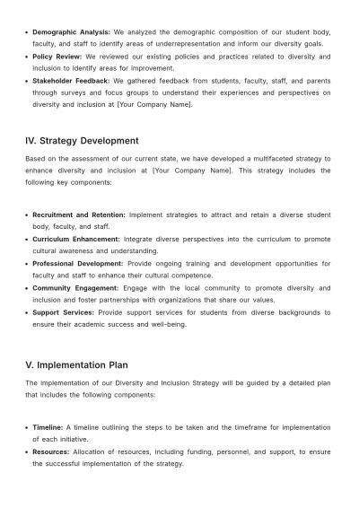 Free School Diversity and Inclusion Strategy Template to Edit Online