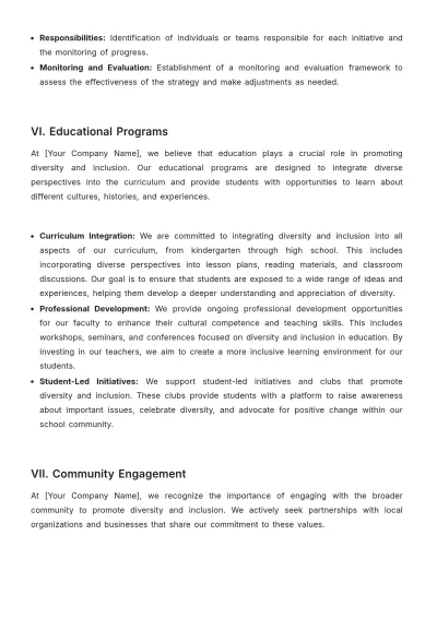 Free School Diversity and Inclusion Strategy Template to Edit Online