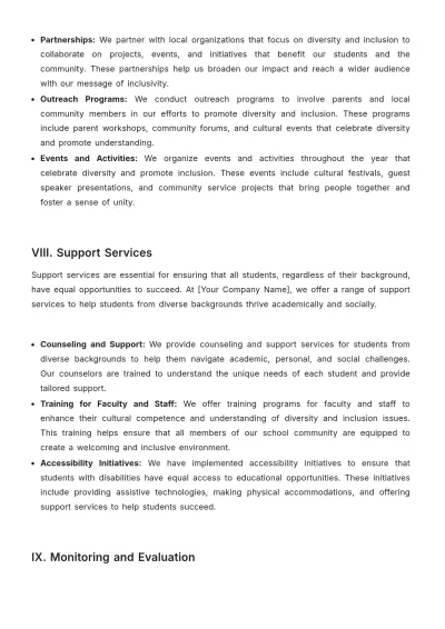 Free School Diversity and Inclusion Strategy Template to Edit Online