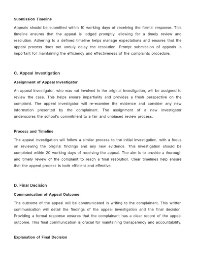 Free School Complaints Procedure Template to Edit Online