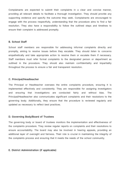 Free School Complaints Procedure Template to Edit Online