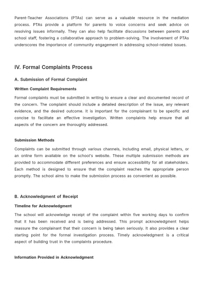 Free School Complaints Procedure Template to Edit Online
