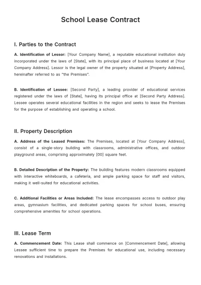 Free School Lease Contract Template to Edit Online