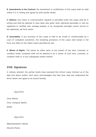 Free School Lease Contract Template to Edit Online