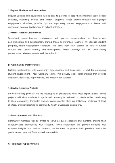Free School Student Engagement Strategy Template to Edit Online