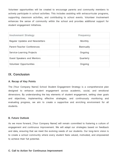 Free School Student Engagement Strategy Template to Edit Online