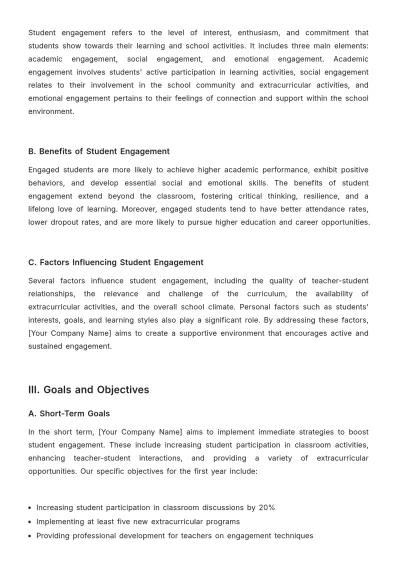 Free School Student Engagement Strategy Template to Edit Online