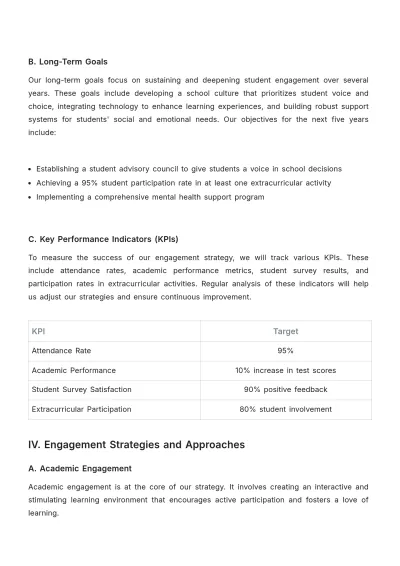 Free School Student Engagement Strategy Template to Edit Online