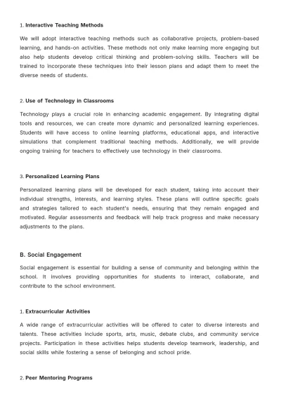 Free School Student Engagement Strategy Template to Edit Online