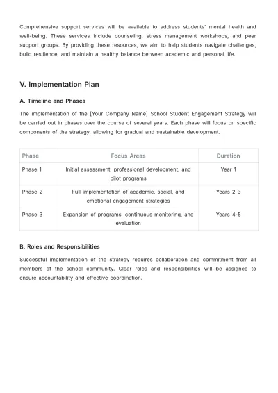 Free School Student Engagement Strategy Template to Edit Online