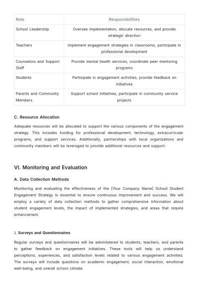 Free School Student Engagement Strategy Template to Edit Online
