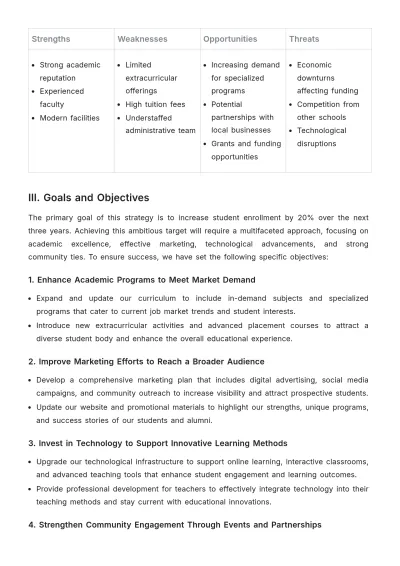 Free School Growth Strategy Template to Edit Online
