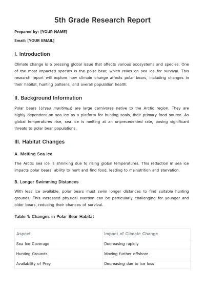 Free 5th Grade Research Report Template to Edit Online
