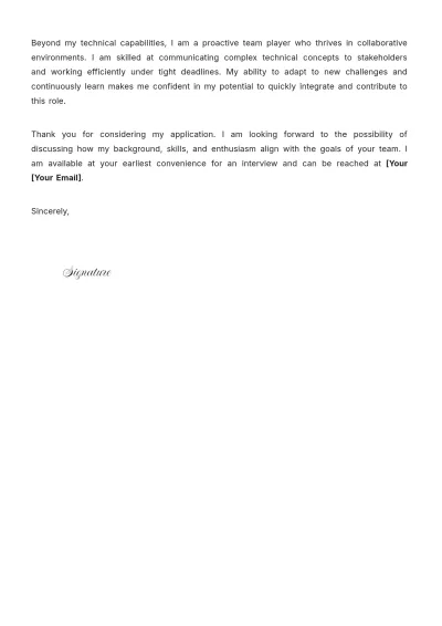 Free Software Engineer Cover Letter For Job Application to Edit Online