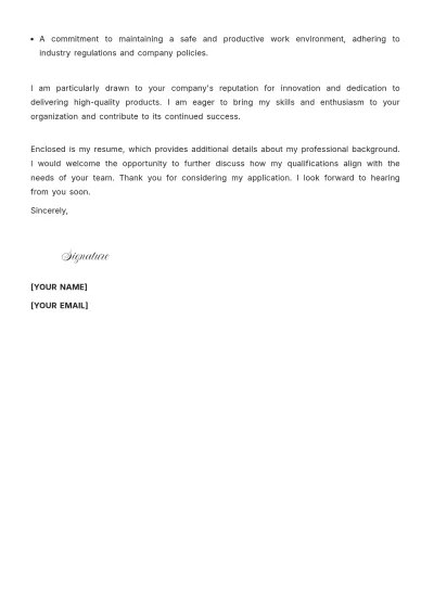 Free Production Clerk Cover Letter For Job to Edit Online