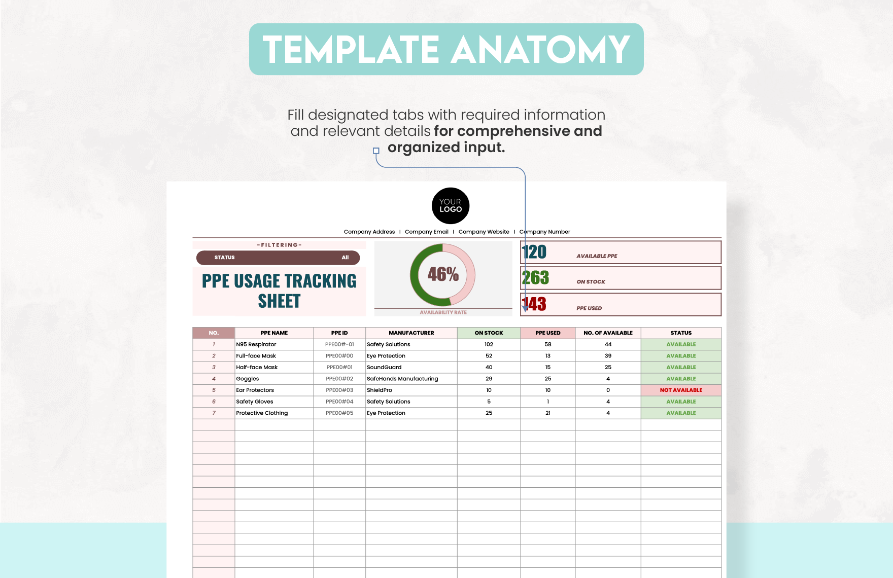 PPE Usage Tracking Sheet Template