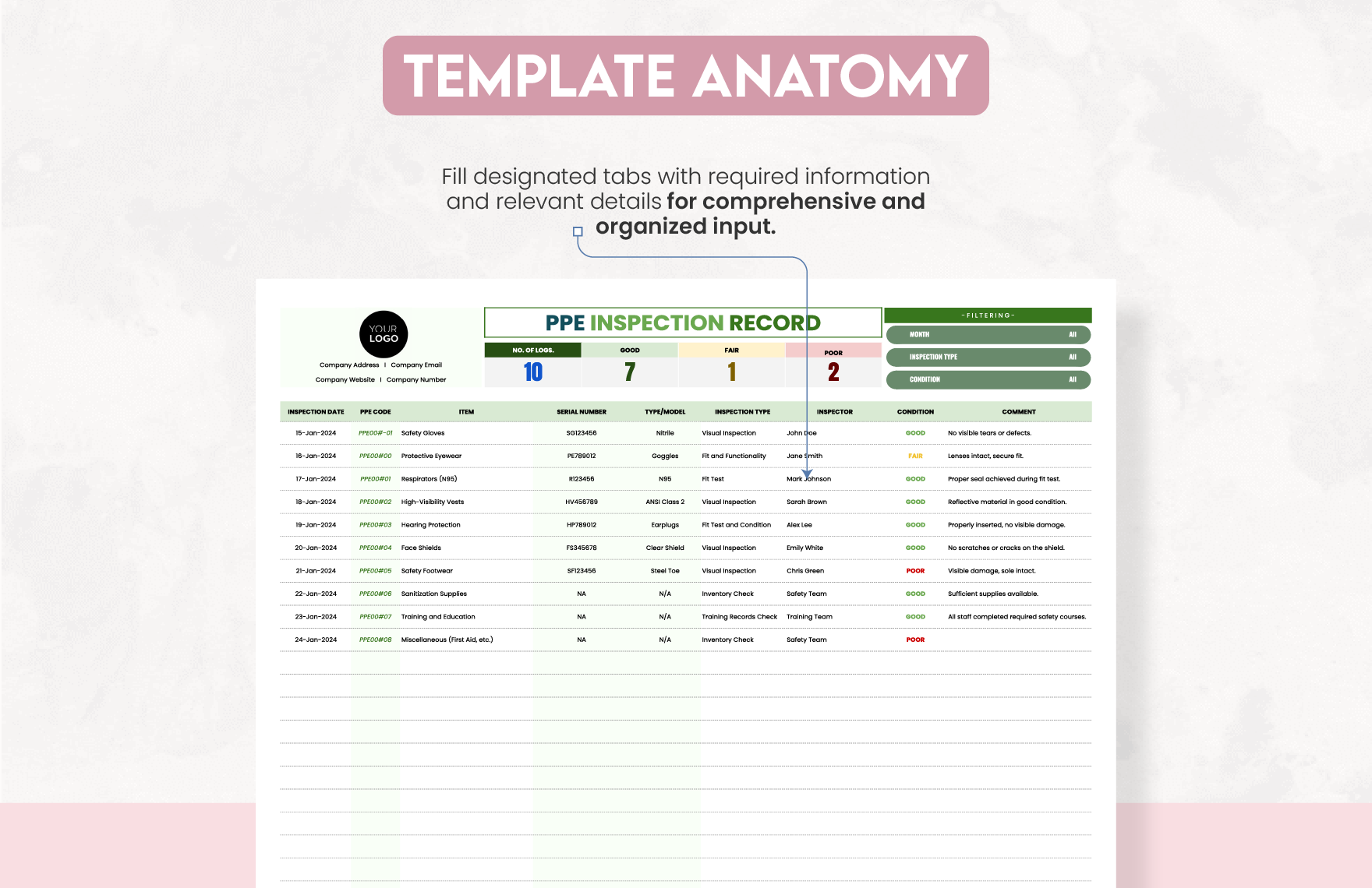 PPE Inspection Record Template