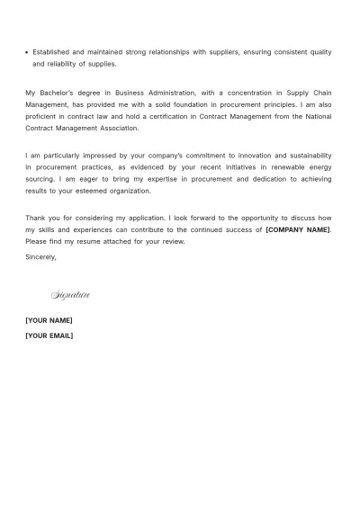 Free Procurement Officer Cover Letter For Job to Edit Online
