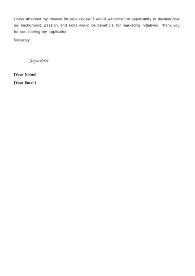 Free Marketing Specialist Cover Letter For Job Application to Edit Online