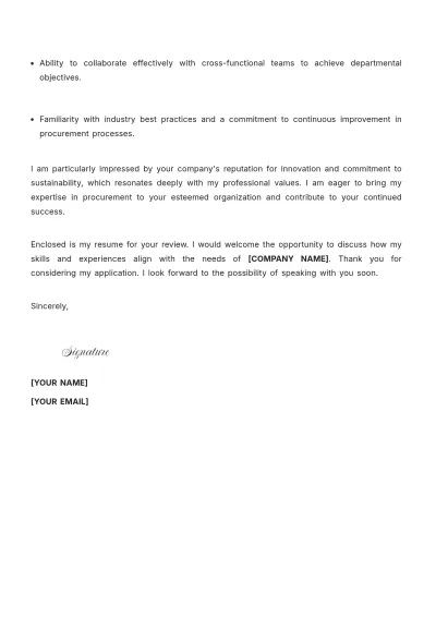 Free Procurement Assistant Cover Letter For Job to Edit Online