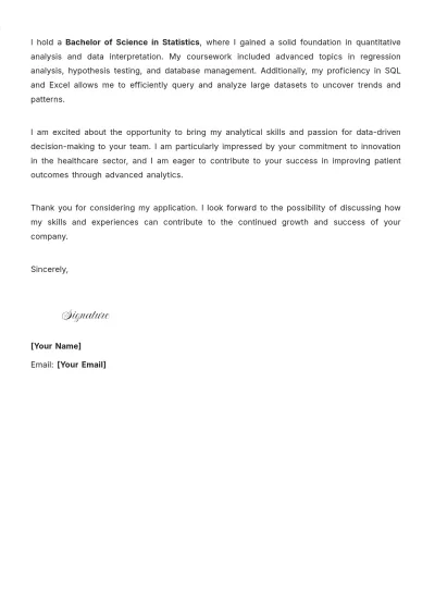 Free Analyst Cover Letter For Job to Edit Online