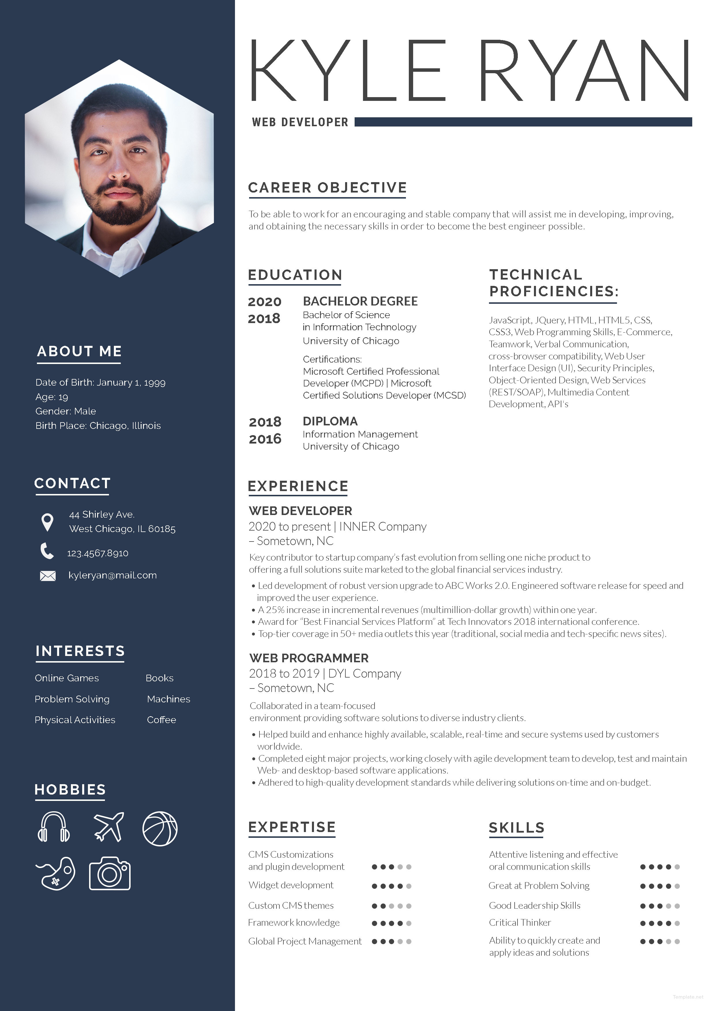 free simple modern resume template photoshop