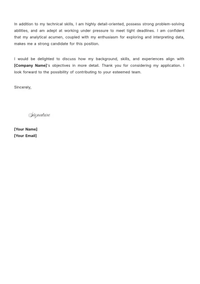 Free Data Analyst Cover Letter  For Job Application to Edit Online