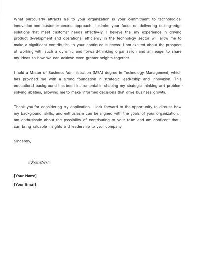 Free Managing Director Cover Letter For Job to Edit Online