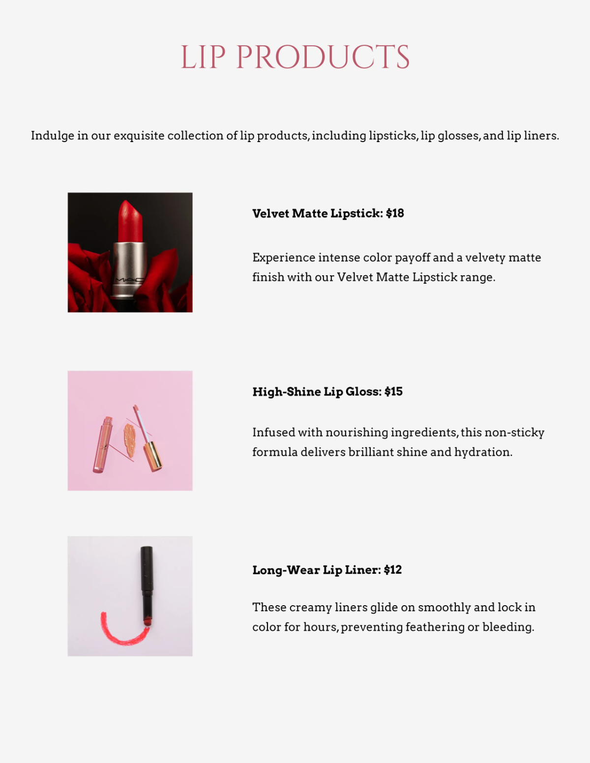Free Make-up Product Catalog Template to Edit Online