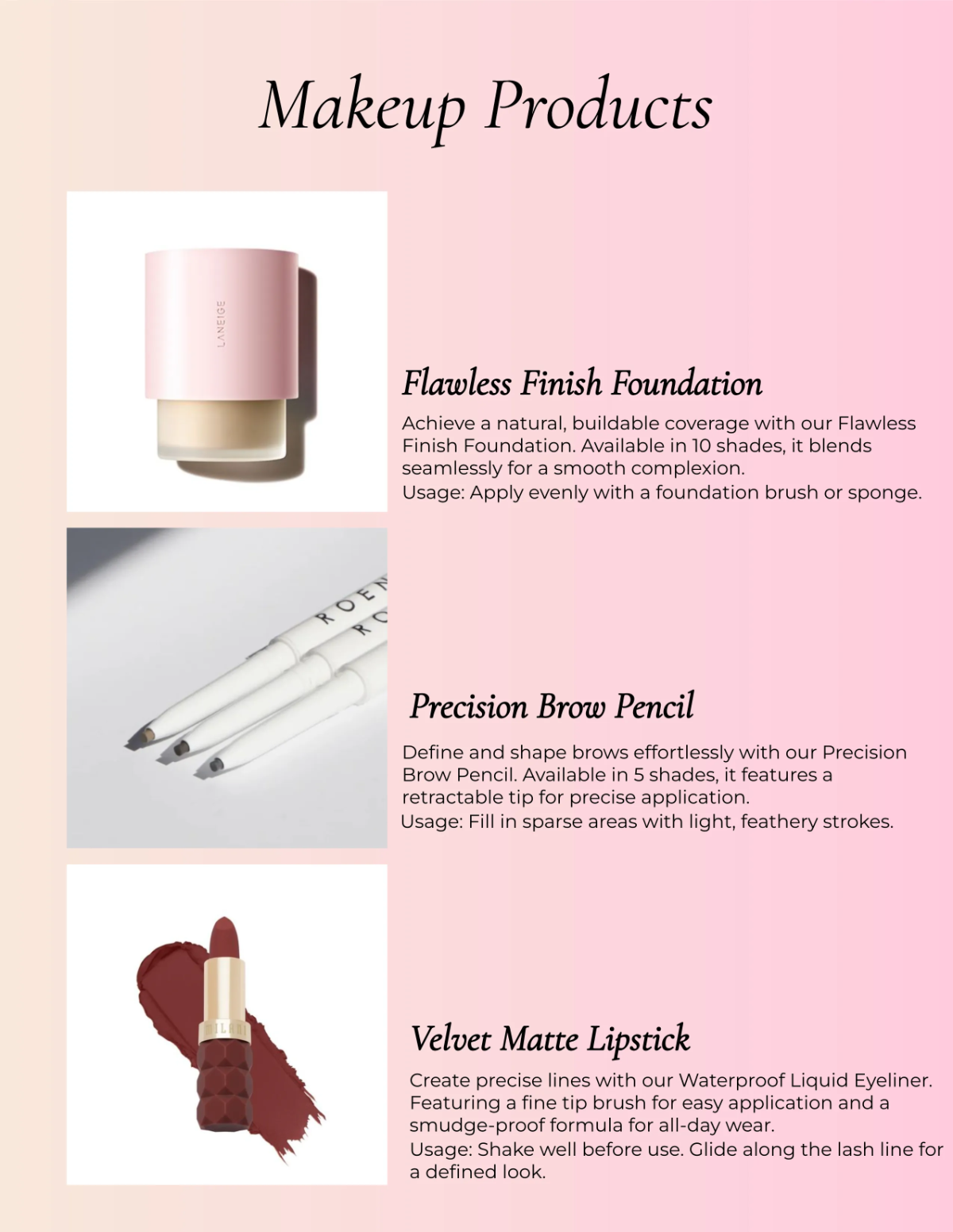 Free Cosmetic Product Catalog Template to Edit Online