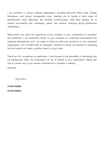Free Personal Assistant Cover Letter For Job to Edit Online