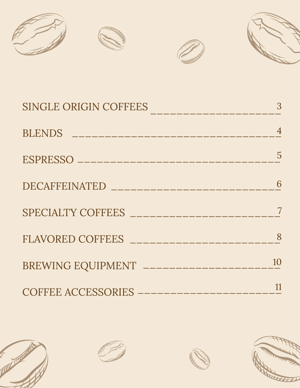 Free Coffee Catalog Template to Edit Online