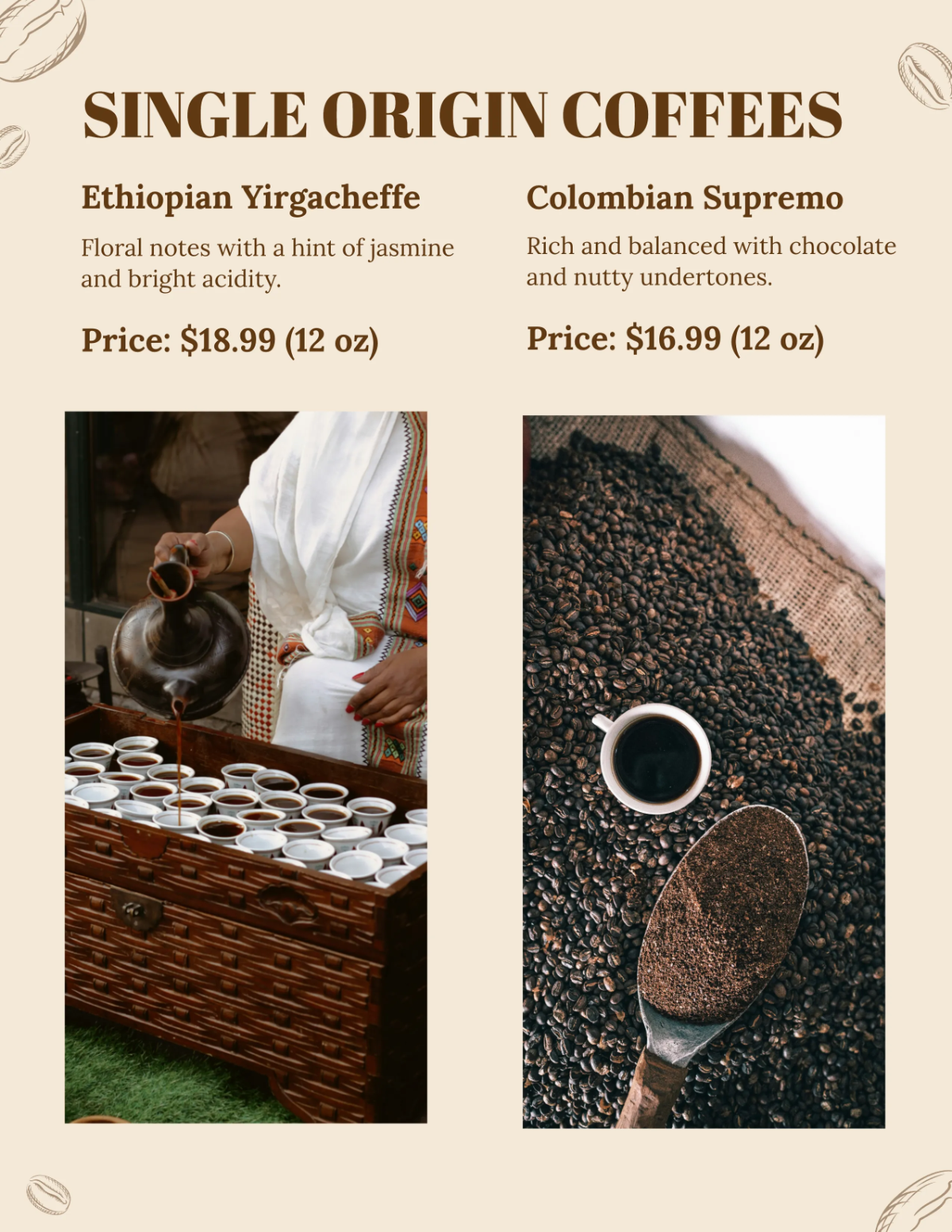 Free Coffee Catalog Template to Edit Online