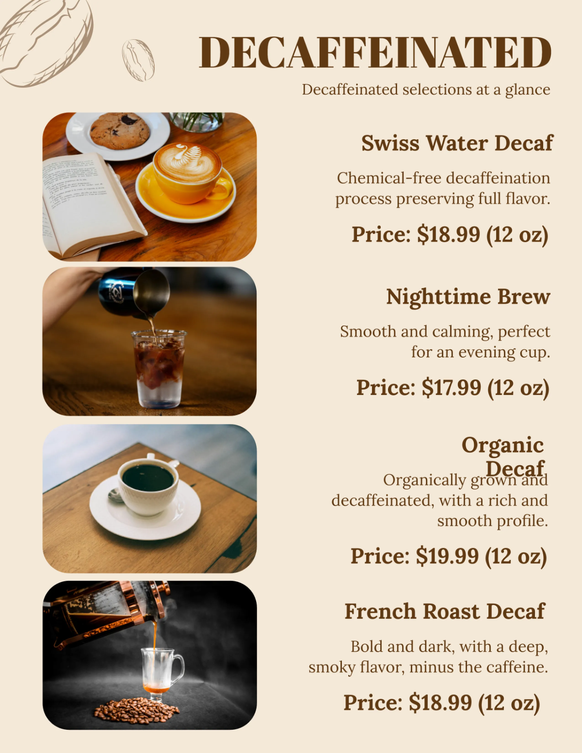 Free Coffee Catalog Template to Edit Online