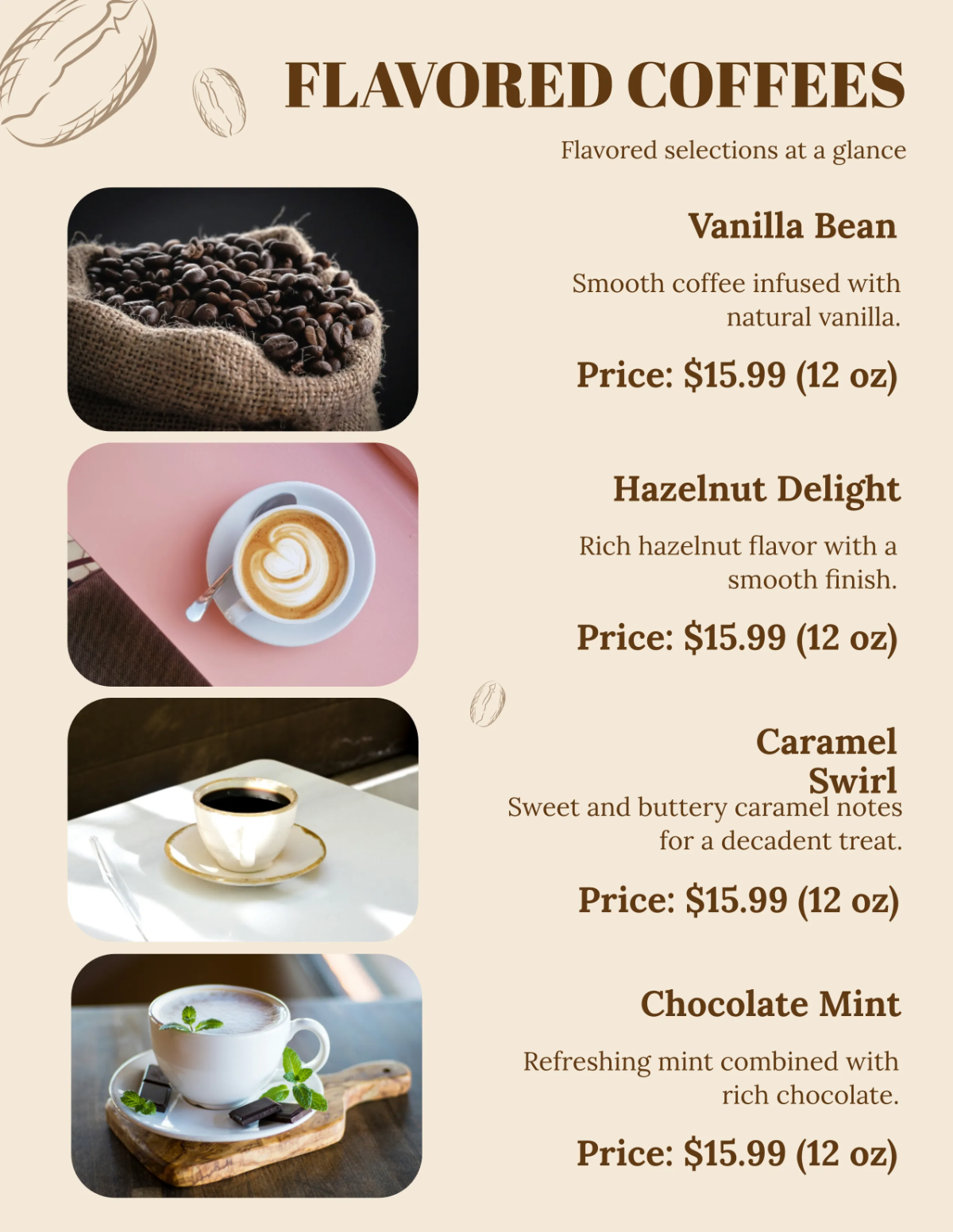 Free Coffee Catalog Template to Edit Online
