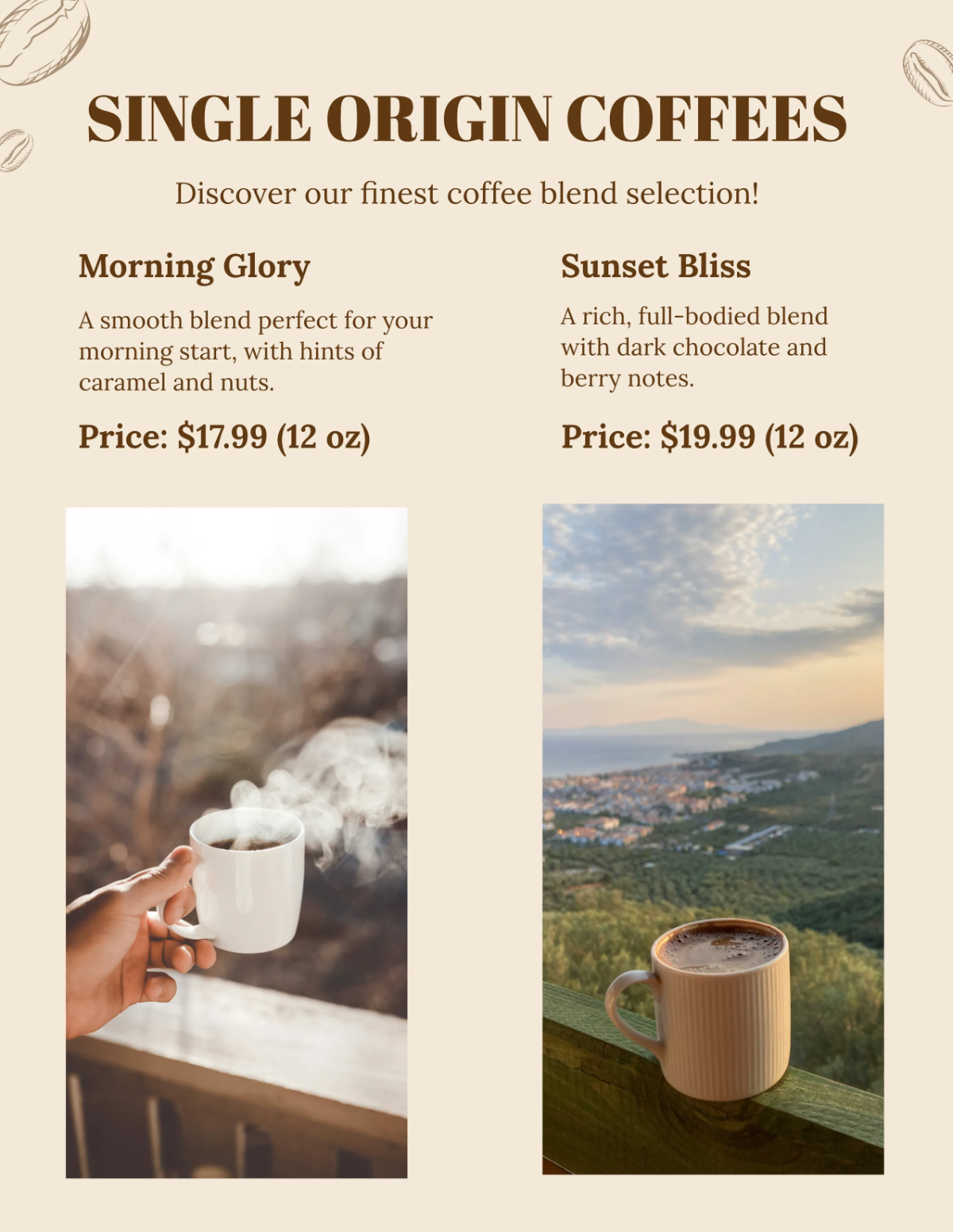 Free Coffee Catalog Template to Edit Online