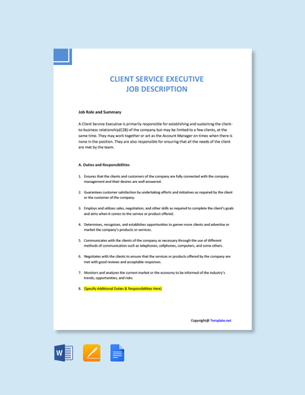 38+ Executive Job Description Templates - Free Downloads | Template.net