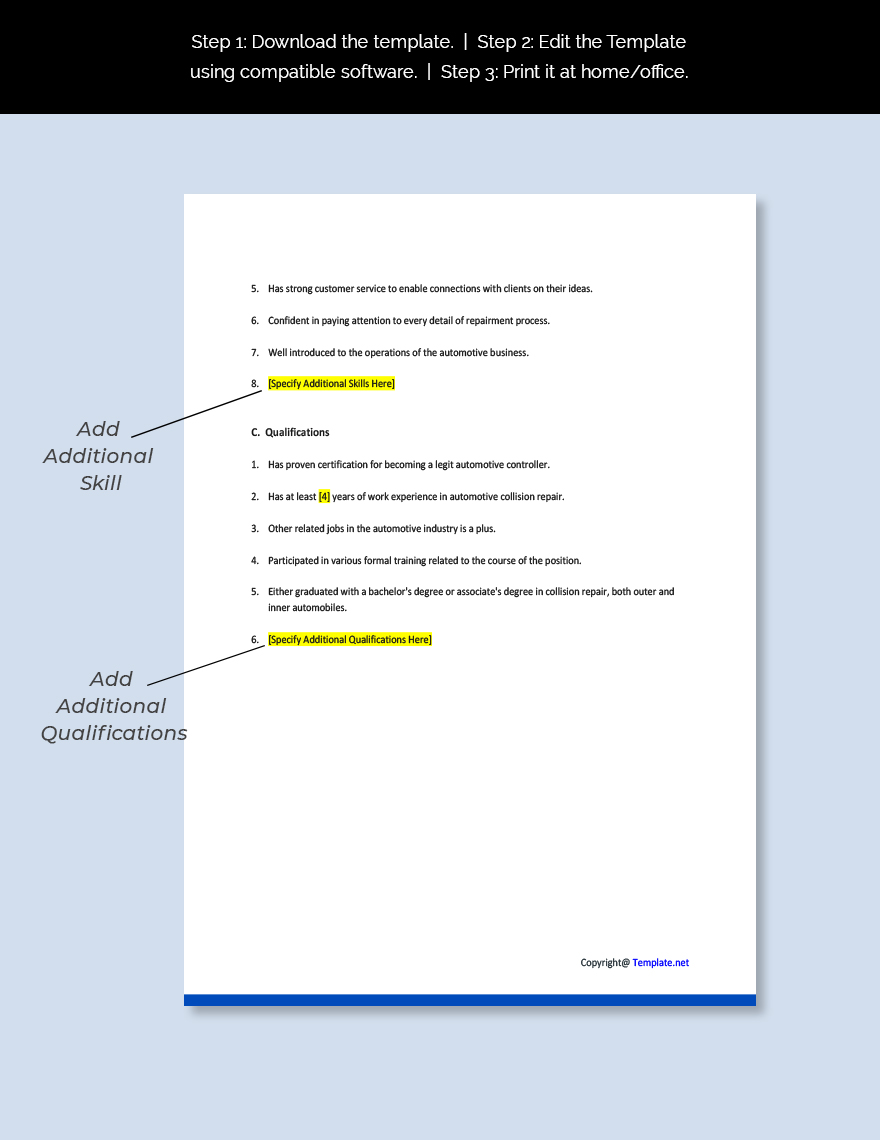 Free Automotive Collision Repair Job Description Download In Word 