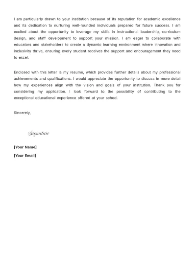 Free Assistant Principal Cover Letter For Job Application to Edit Online