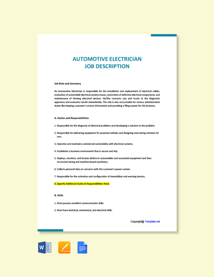 11+ FREE Electrician Job Description Templates - Apple ...