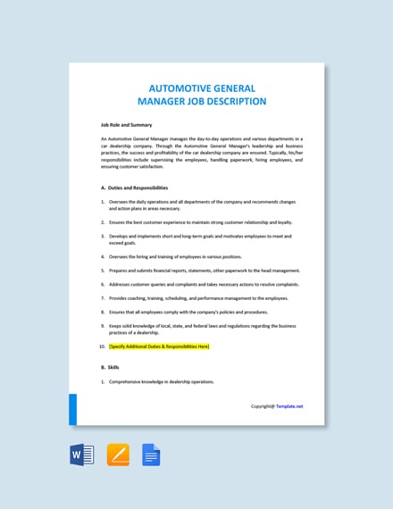 Automotive Service Manager Job Description Template - Hotel Resident Manager Job Ad and Description Template ... : We make the hiring process one step easier by giving you a template to simply post to our site.