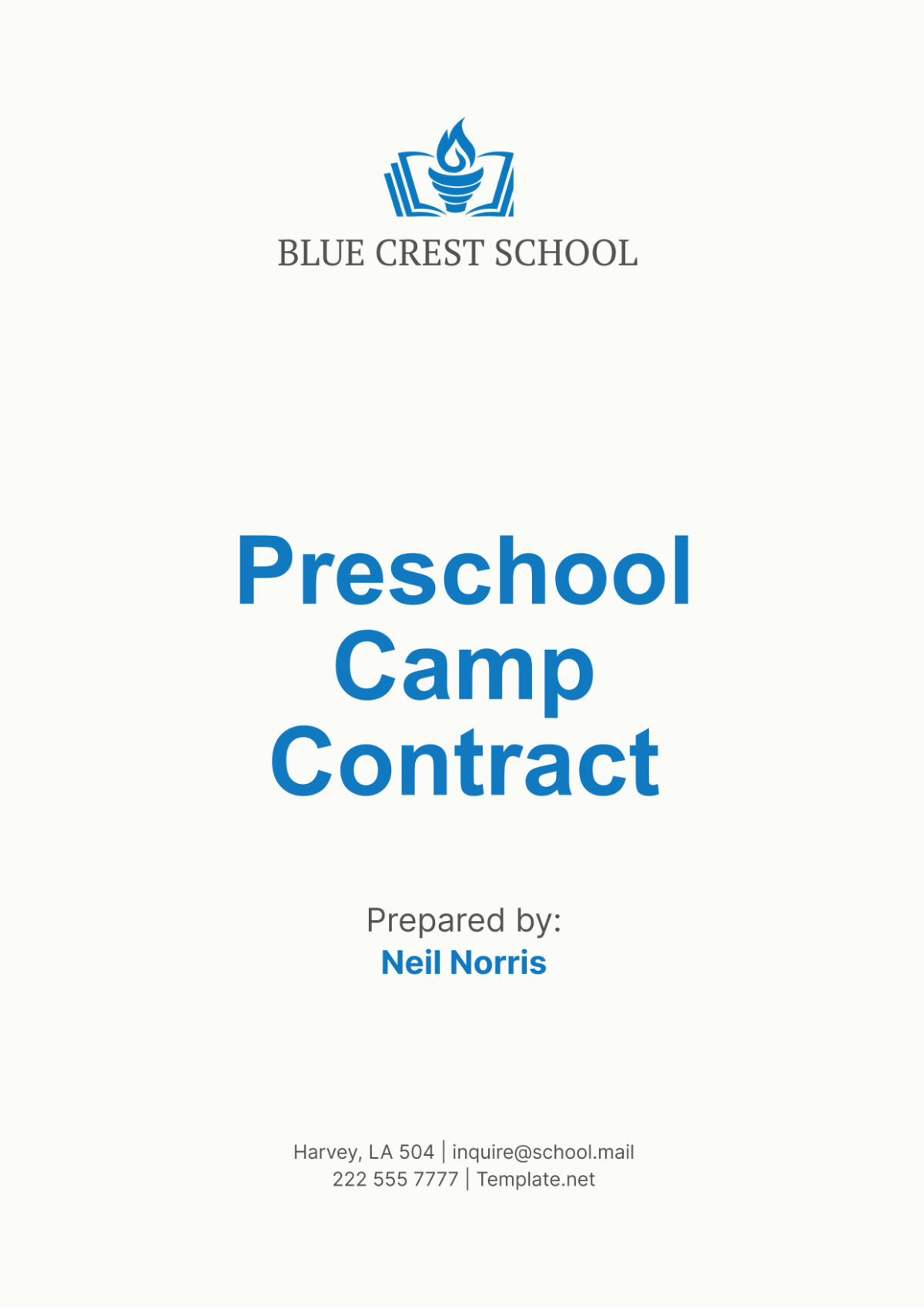 Preschool Camp Contract Template - Edit Online & Download